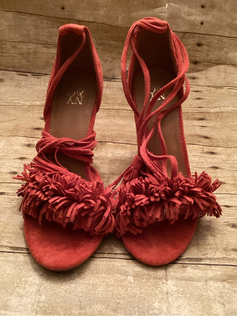 New York & Company Fringe Lace-Up Women's Sandals - 8